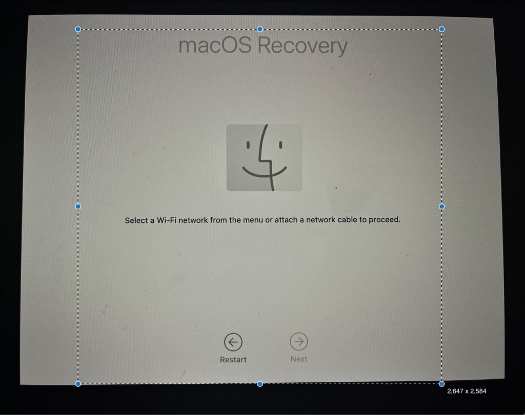 macOS recovery Window when installing from USB